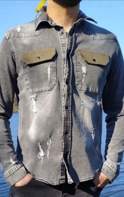 Стильная мужская Рубашка джинс рванка-  20095G201-1