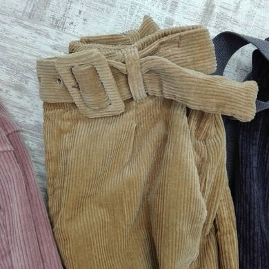 Женские брюки вельвет с поясом - теплые