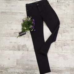 Женские джинсы черные стрейч на флисе