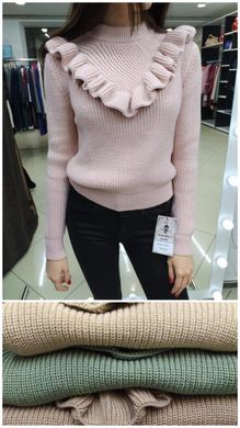 Женский вязаный свитер с комбинированой вязкой -  A91015-S