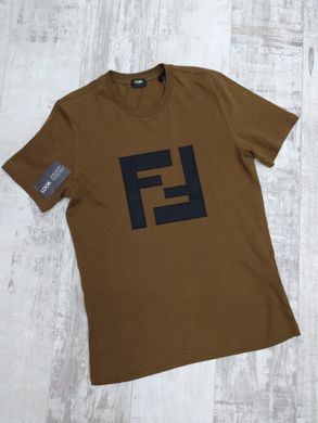 Коричневая стильная мужская футболка с логотипом -Топ продаж !