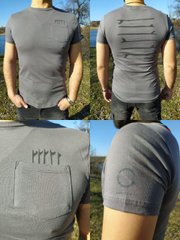 Мужская футболка серая с карманом и полосами -REP-18T-SHIR