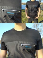 Черная комбинированная мужская футболка с замком бренд -63065