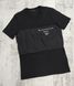 Черная комбинированная мужская футболка с замком бренд -63065