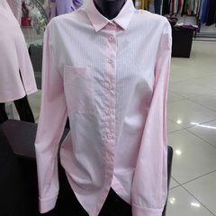 Женская рубашка розовая в полоску